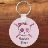 Kapitein Hook Skull & Crochet Hooks (Roze achterzi Sleutelhanger (Voorkant)