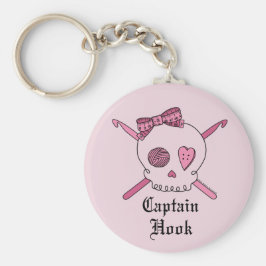 Kapitein Hook Skull & Crochet Hooks (Roze achterzi Sleutelhanger