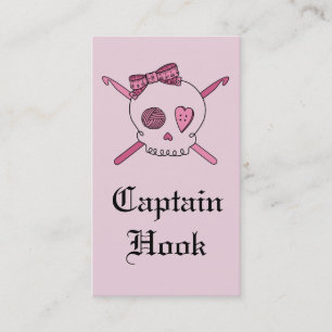 Kapitein Hook Skull & Crochet Hooks (Roze achterzi Visitekaartje