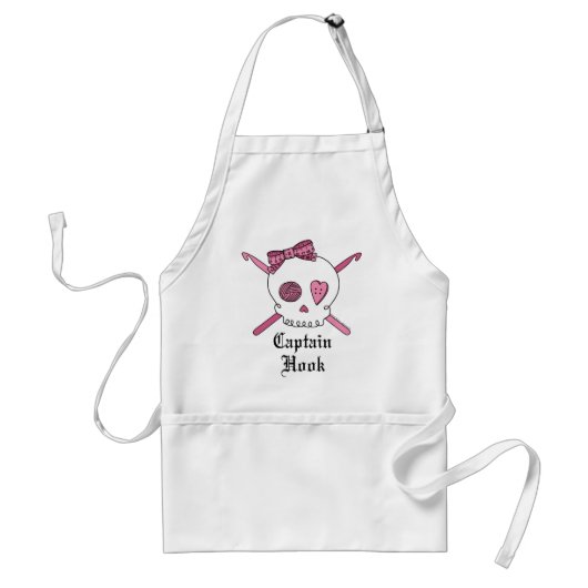 Kapitein Hook Skull & Crochet Hooks (Roze) Standaard Schort (Voorkant)
