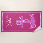 Kapitein ID402, penseel en anchor Pink Strandlaken (Voorkant)