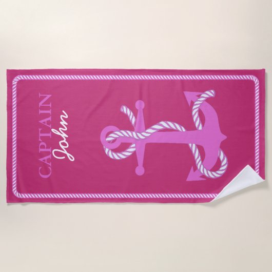 Kapitein ID402, penseel en anchor Pink Strandlaken (Voorkant)