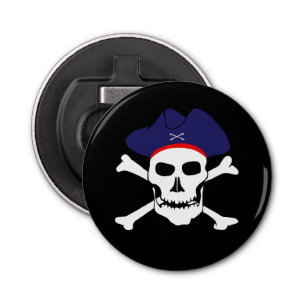 Kapitein Jack & Pirates Vlag, schedel/boetpartij Button Flesopener
