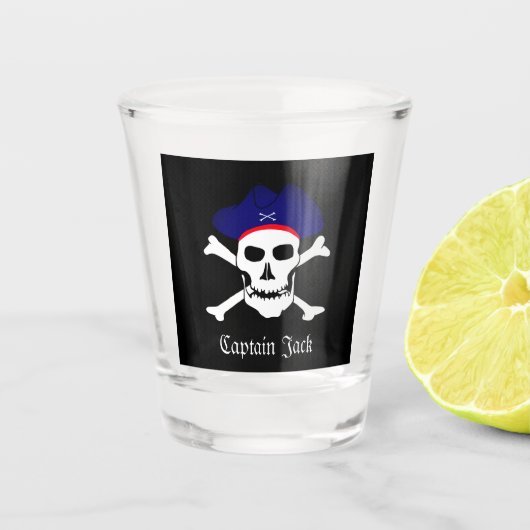 Kapitein Jack & Pirates Vlag, schedel / partijgebo Shot Glas (Voorkant)