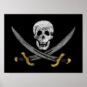 Kapitein Jack Rackham's Jolly Roger Pirate Vlag Poster