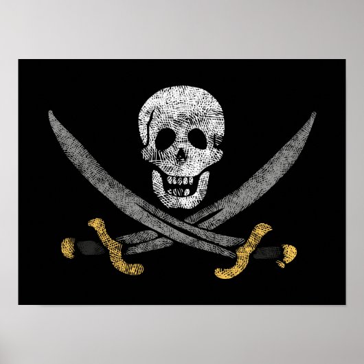 Kapitein Jack Rackham's Jolly Roger Pirate Vlag Poster (Voorkant)