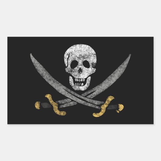 Kapitein Jack Rackham's Jolly Roger Pirate Vlag Rechthoekige Sticker (Voorkant)