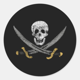 Kapitein Jack Rackham's Jolly Roger Pirate Vlag Ronde Sticker