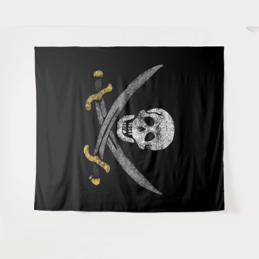 Kapitein Jack Rackham's Jolly Roger Pirate Vlag Wandkleed (Voorkant (horizontaal))