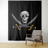Kapitein Jack Rackham's Jolly Roger Pirate Vlag Wandkleed (In situ)