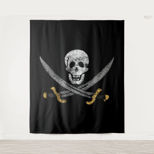 Kapitein Jack Rackham's Jolly Roger Pirate Vlag Wandkleed (Voorkant)