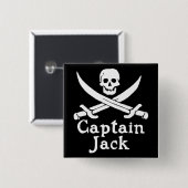 Kapitein Jack Vierkante Button 5,1 Cm (Voorkant /achterkant)