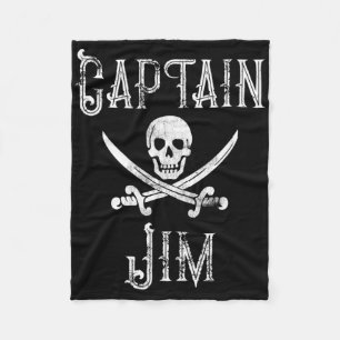 Kapitein Jim gepersonaliseerde Pirate Skull Boat Fleece Deken