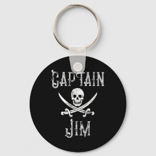 Kapitein Jim gepersonaliseerde Pirate Skull Boat Sleutelhanger