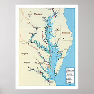 Kapitein John Smith Chesapeake Trails Map Poster