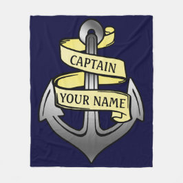  kapitein Jouw naam Anchor Big Fleece Deken