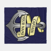  kapitein Jouw naam Anchor Big Fleece Deken (Voorkant (Horizontaal))
