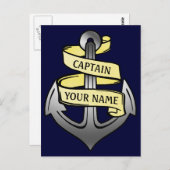  kapitein Jouw naam Anchor Briefkaart (Voorkant / Achterkant)