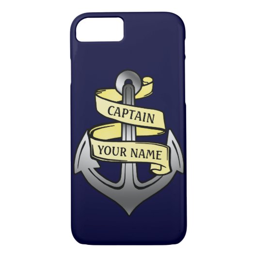  kapitein Jouw naam Anchor Case-Mate iPhone Case (Achterkant)