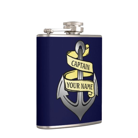  kapitein Jouw naam Anchor Heupfles (Rechts)