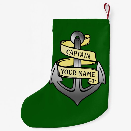  kapitein Jouw naam Anchor Kleine Kerstsok (Achterkant)
