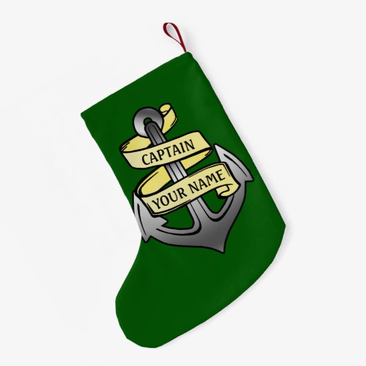  kapitein Jouw naam Anchor Kleine Kerstsok (Achterkant (Hangend))