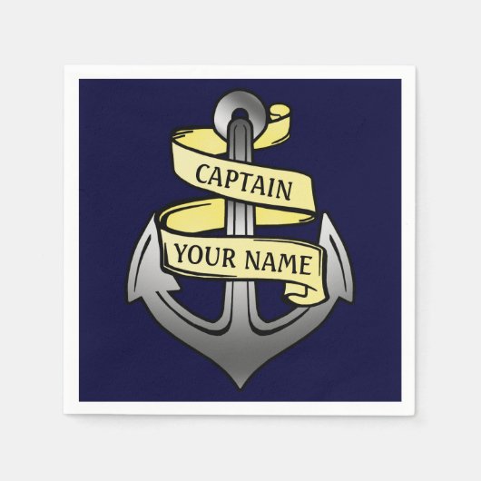 kapitein Jouw naam Anchor Servetten (Voorkant)