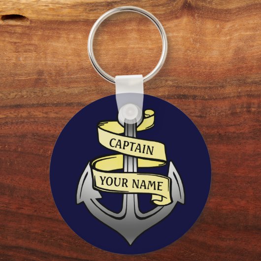  kapitein Jouw naam Anchor Sleutelhanger (Achterkant)