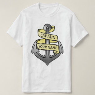 kapitein Jouw naam Anchor T-shirt