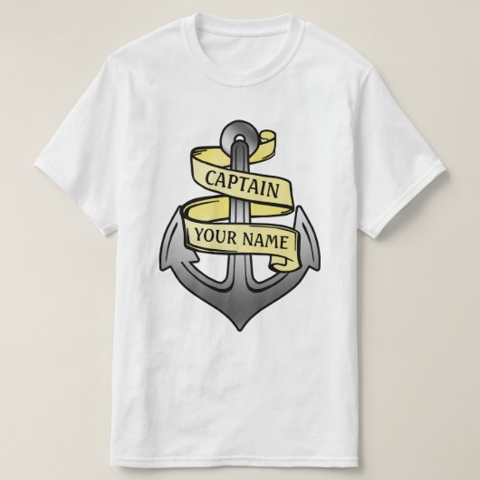 kapitein Jouw naam Anchor T-shirt (Design voorkant)