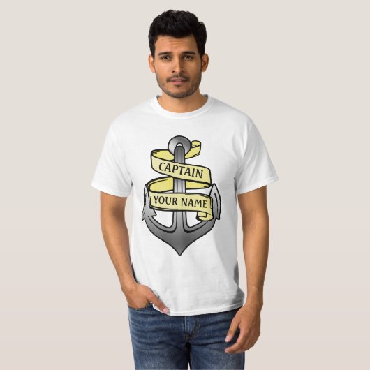  kapitein Jouw naam Anchor T-shirt (Voorkant volledig)