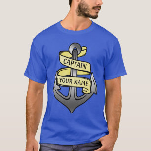 kapitein Jouw naam Anchor T-shirt