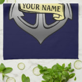  kapitein Jouw naam Anchor Theedoek (Gevouwen)