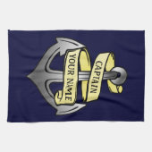  kapitein Jouw naam Anchor Theedoek (Horizontaal)