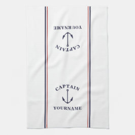 Kapitein Jouw naam Kitchen Keukenhanddoeken, Nauti Theedoek