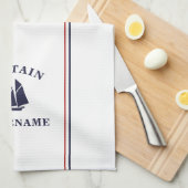 Kapitein Jouw naam Kitchen Towels, Nautical Sailbo Theedoek (Quarter Fold)