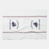 Kapitein Jouw naam Kitchen Towels, Nautical Sailbo Theedoek (Horizontaal)