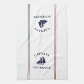 Kapitein Jouw naam Kitchen Towels, Nautical Sailbo Theedoek (Verticaal)