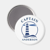 Kapitein Jouw naam Lighthouse Ocean Waves White Magneet (Voorkant / Achterkant)