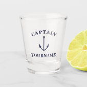 Kapitein Jouw naam Nautical Anchor Shot Glass Shot Glas (Voorkant)
