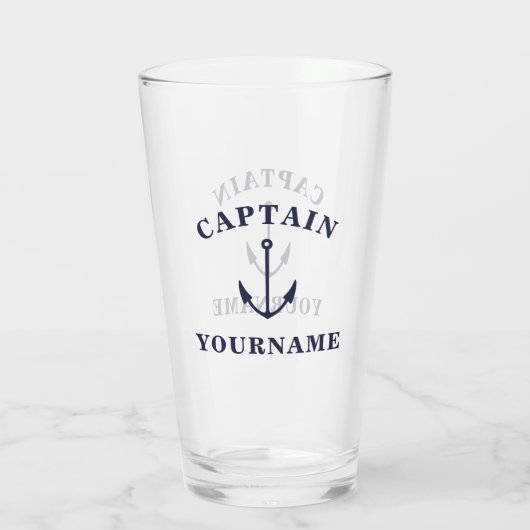 Kapitein Jouw naam Nautical Anchor Tumbler Glass (Achterkant)