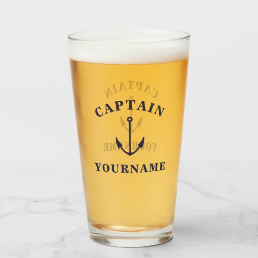 Kapitein Jouw naam Nautical Anchor Tumbler Glass (Voorkant gevuld)