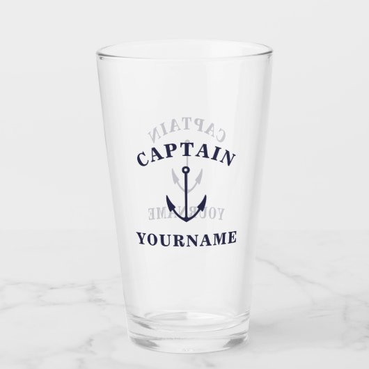 Kapitein Jouw naam Nautical Anchor Tumbler Glass (Voorkant)