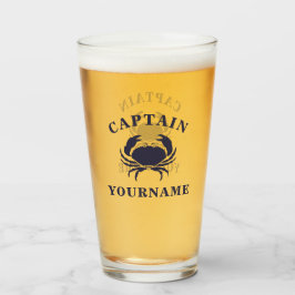 Kapitein Jouw naam Nautical Crab Tumbler Glass