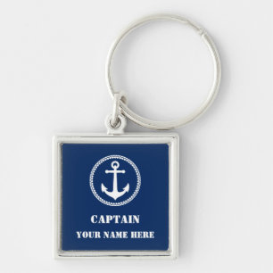 Kapitein Jouw naam of Boat Naam met Zee Anchor Sleutelhanger
