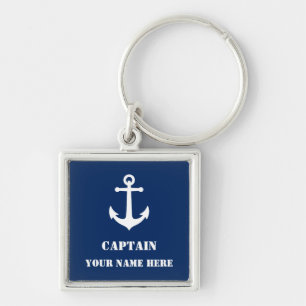Kapitein Jouw naam of Boat Name Vintage Anchor Sleutelhanger