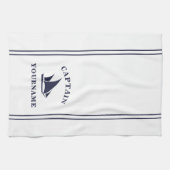 Kapitein Jouw naam Sailboot Kitchen Towel Theedoek (Horizontaal)