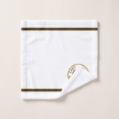 Kapitein Jouw naam White Navy Blue Gold Towel Set Bad Handdoek (Wasdoekje)