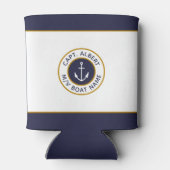 Kapitein Jouw naam Wit Blauw Anker Koelbox Blikjeskoeler (Achterkant)