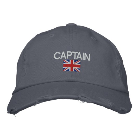 Kapitein - Kapitein Logo Union Jack Sailing Geborduurde Pet (Voorkant)